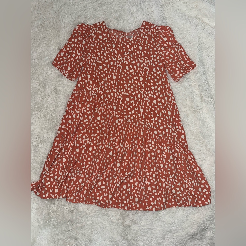 Coral pink and white girls flowing dress